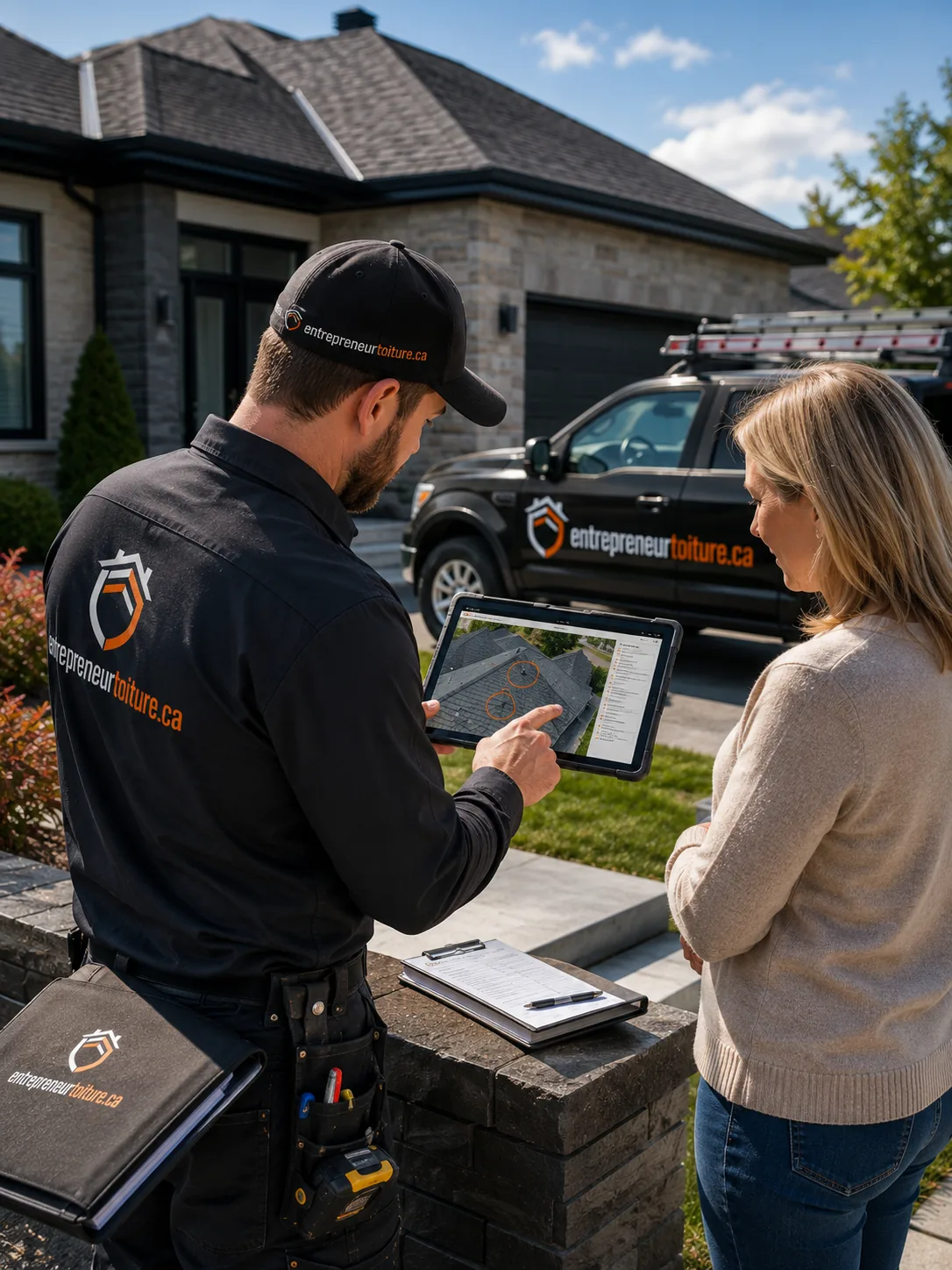 Inspection de toiture et estimation présentée au client